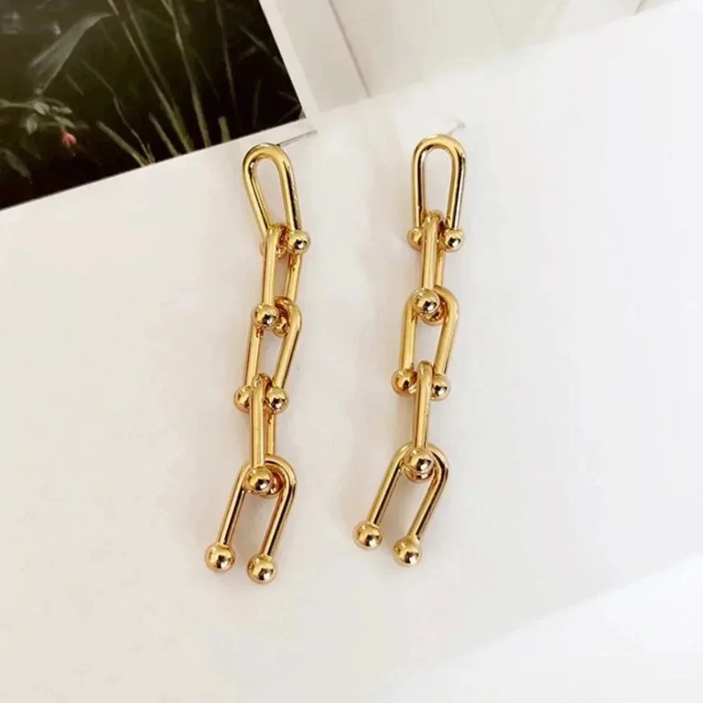 Minimalist 925 Sterling Silver Chain Drop Earrings